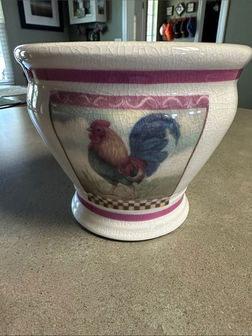 Vintage Ceramic Farmhouse Rooster Decorative Planter or Utensil Holder